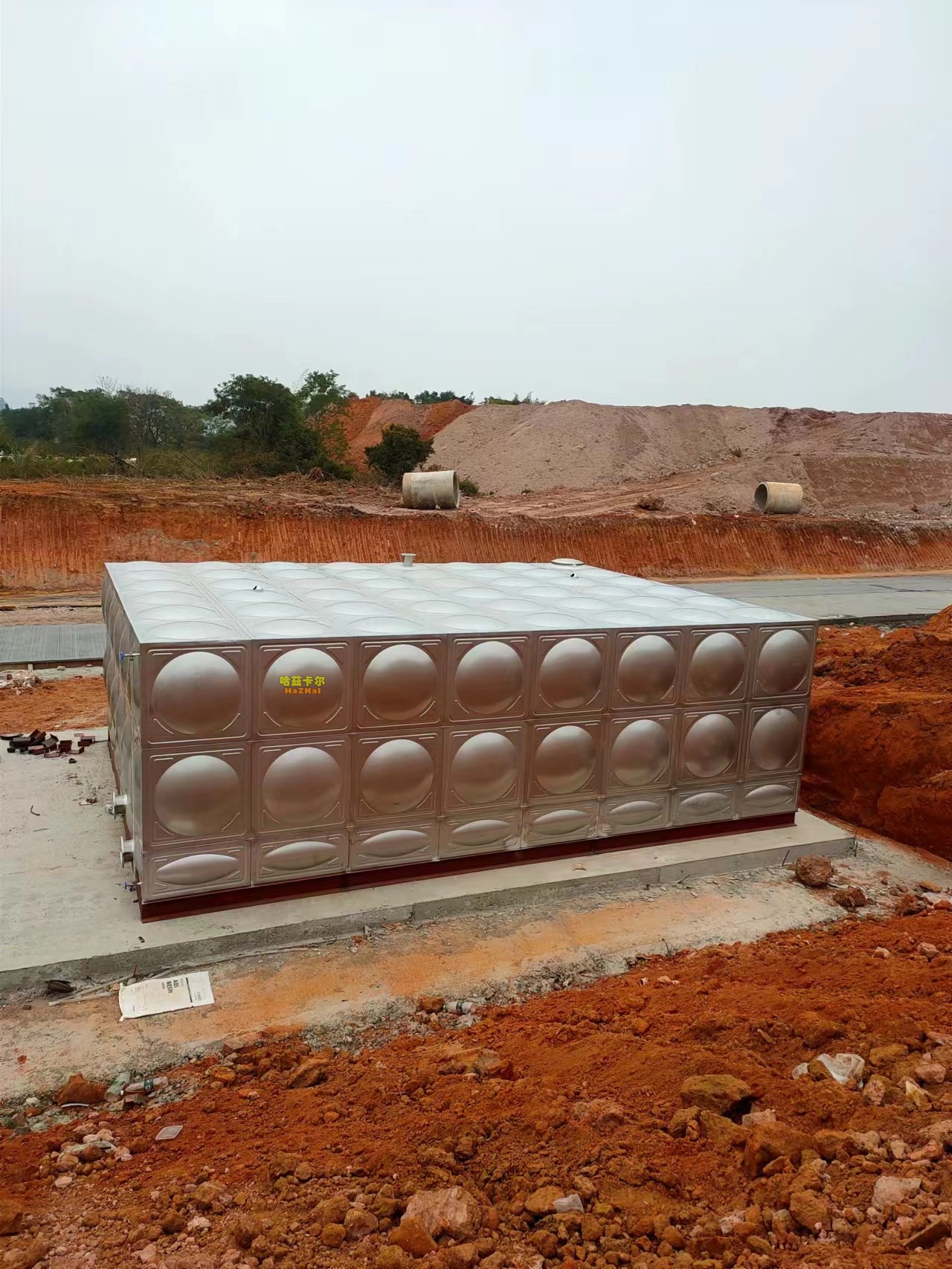 河源市不锈钢消防水箱工地，120吨消防水池交收，龙川消防工程不锈钢水箱项目